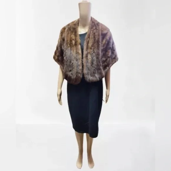 Vintage Genuine 100% Mink Paul Magder Fur Fully Lined Floral Stole Jacket Sz S/M - Picture 3 of 9